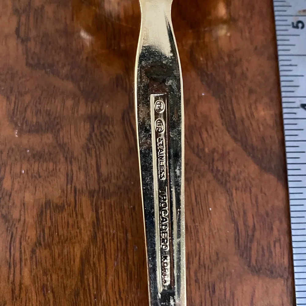 Golden Trocadero Ladles set of 2 Elegant Gold Stainless Vintage Serving Spoons